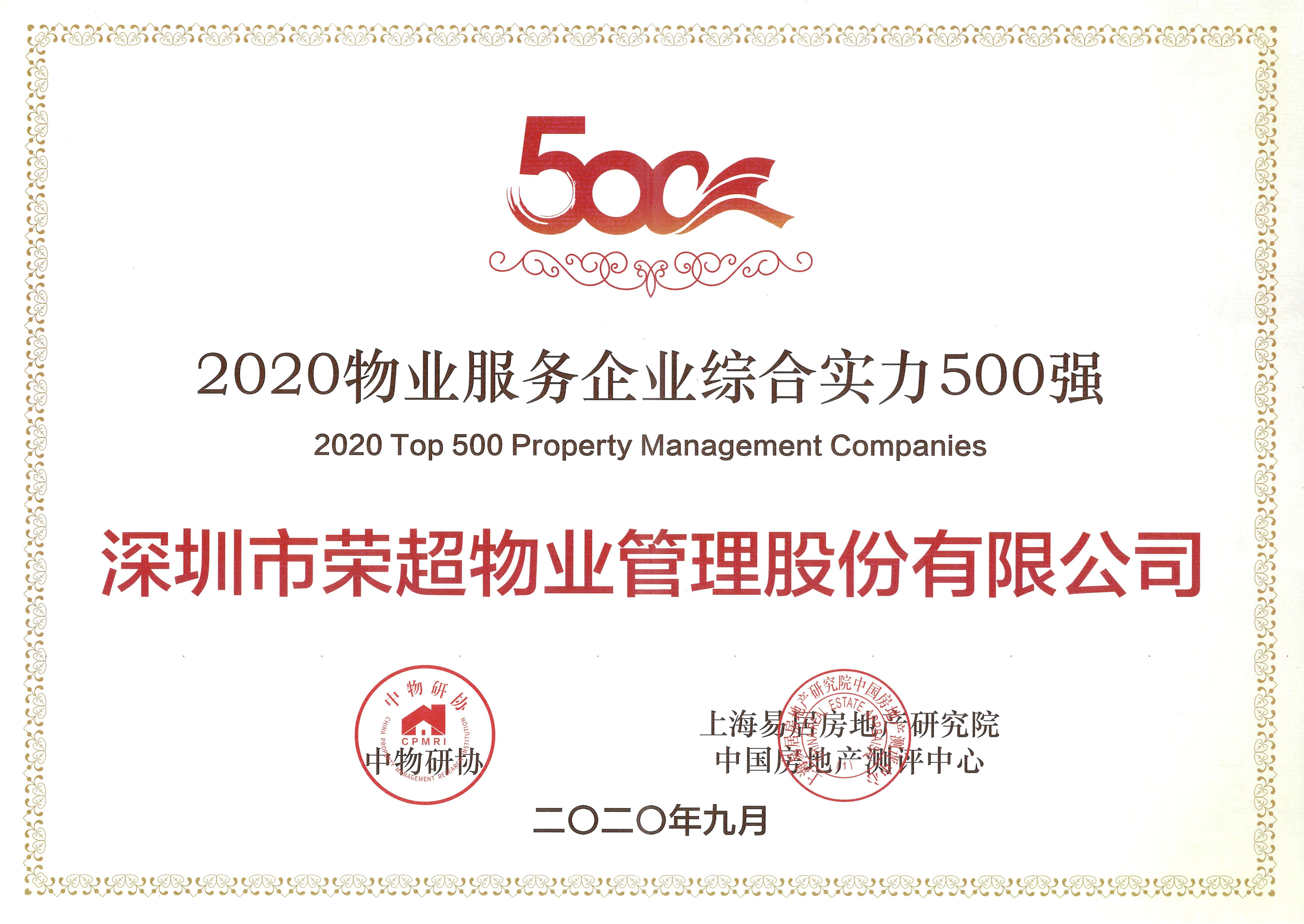 2020物業(yè)服務企業(yè)綜合實力500強